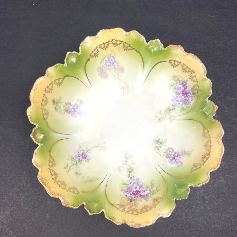 Vintage Set 4 PS Germany Porcelain Berry Bowls Gold Trim 5" earty 1900s - Picture 2 of 6